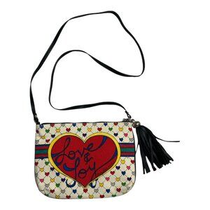 Vintage Brighton Love & Joy Crossbody Bag Hearts Bow Tassel 10 x 8